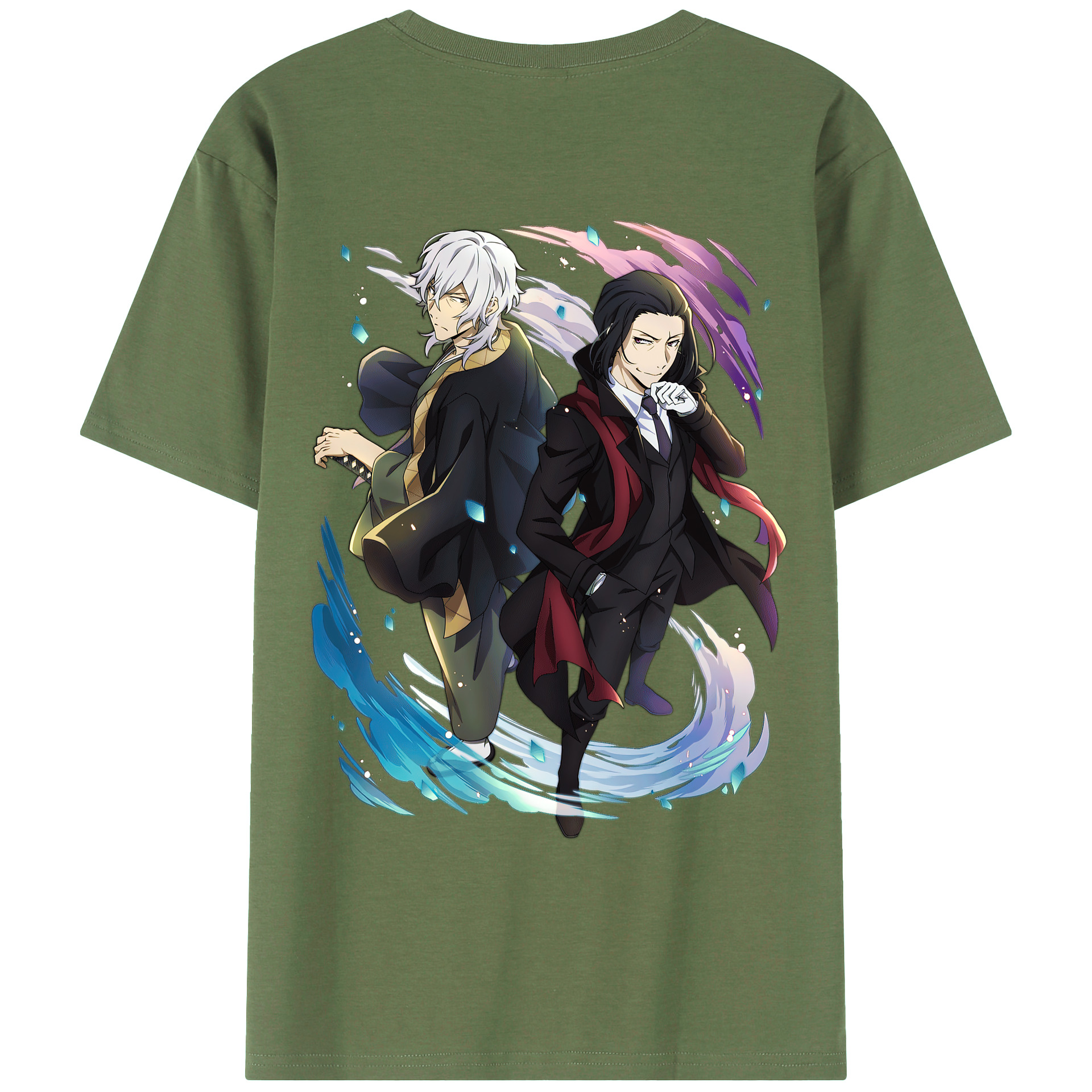 文豪ストレイドッグス Bungo Stray Dogs 綿100％ メンズ半袖Tシャツ（バックプリント） 通気性